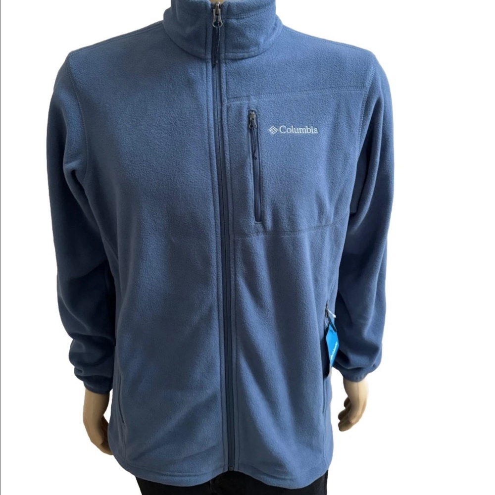 COLUMBIA Mens Full Zip YKK Blue Fleece Jacket Sweater Medium M